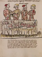 An illustration from Nycolaus de Lyra, Postilla super Ieremiam, Danielem, in Machabaeorum et Iudith (1393)