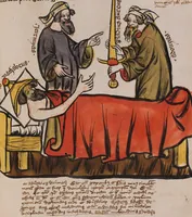 An illustration from Nycolaus de Lyra, Postilla super Ieremiam, Danielem, in Machabaeorum et Iudith (1393)