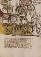An illustration from Nycolaus de Lyra, Postilla super Ieremiam, Danielem, in Machabaeorum et Iudith (1393)