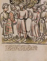 An illustration from Nycolaus de Lyra, Postilla super Ieremiam, Danielem, in Machabaeorum et Iudith (1393)