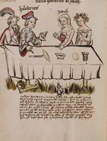 An illustration from Nycolaus de Lyra, Postilla super Ieremiam, Danielem, in Machabaeorum et Iudith (1393)