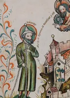 An illustration from Nycolaus de Lyra, Postilla super Ieremiam, Danielem, in Machabaeorum et Iudith (1393)