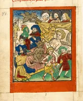 An illustration from Ars moriendi, German (1475)