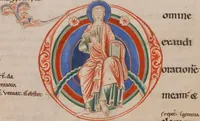 An illustration from Psalterium cum glossa ordinaria; Cantica ad laudes et ferialia glossata (1150)