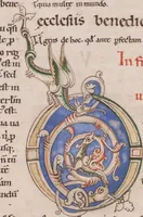 An illustration from Psalterium cum glossa ordinaria; Cantica ad laudes et ferialia glossata (1150)