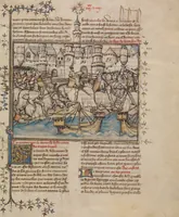 An illustration from Leaves from Histoire ancienne jusqu'à César (1390)