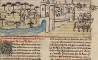 An illustration from Leaves from Histoire ancienne jusqu'à César (1390)
