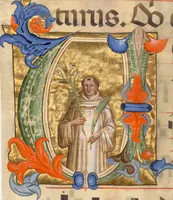 An illustration from Initial V: Saint Placidus, cutting from an antiphonal (1385)