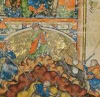 An illustration from Leaf from the Morgan Picture Bible (1250)