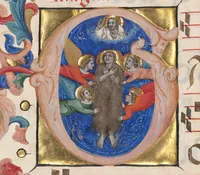 An illustration from Six detached leaves from the Gradual of the Carthusian Monastery Santo Spirito near Lucca