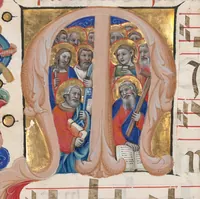 An illustration from Six detached leaves from the Gradual of the Carthusian Monastery Santo Spirito near Lucca