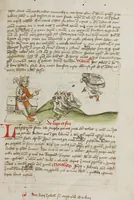 An illustration from Fables; Exemplum de Tribus Latronibus; Defensio Curatorum Adversus Fratres Mendicantes, 1357; De Balsamo (Ch. 7 of De Mirabilibus); homilies on the Gospel of Luke; De septem sacramentis; and others (1450)
