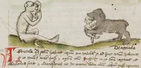 Picture 9 of 25 from Fables; Exemplum de Tribus Latronibus; Defensio Curatorum Adversus Fratres Mendicantes, 1357; De Balsamo (Ch. 7 of De Mirabilibus); homilies on the Gospel of Luke; De septem sacramentis; and others (1450), leaf 46