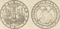 An illustration from Numismatum Modernorum Cimeliarchii Regio-Electoralis Brandenburgici Sectio Prima: continens Numismata Pontificum Romanorum, Aliorumque Ecclesiasticorum, Rariora & Elegantiora: Ære expressa & Dialogo illustrata (1704)