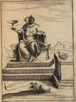 An illustration from Le imagini de i dei degli antichi nelle quali si contengono gl'idoli, i riti, le cerimonie, et altre cose appartenenti alla religione degli antichi ; con la loro espositione ; et in questa ultima impressione non solamente ridotte in forma più commoda, ma arricchite ancora di molte postille, et ... di più di 40 figure in rame … (1603)