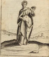 An illustration from Le imagini de i dei degli antichi nelle quali si contengono gl'idoli, i riti, le cerimonie, et altre cose appartenenti alla religione degli antichi ; con la loro espositione ; et in questa ultima impressione non solamente ridotte in forma più commoda, ma arricchite ancora di molte postille, et ... di più di 40 figure in rame … (1603)