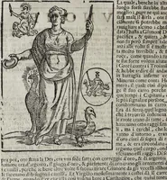Picture 47 of 204 from Imagini Delli Dei De Gl'Antichi Di Vincenzo Cartari Reggiano: Ridotte da capo à piedi alle loro reali, & non più per l'adietro osseruate simiglianze. Cauate da' Marmi, Bronzi, Medaglie, Gioie, & altre memorie antiche; con esquisito studio, & particolare diligenza Da Lorenzo Pignoria Padoano. Aggionteui le Annotationi del medesimo sopra tutta l'opera ... Con le Allegorie sopra le Imagini di Cesare Malfatti Padoano, migliorate, & accresciute nouamente. Et vn Catalogo di cento più famosi dei della Gentilità. Con l'aggiunta d'vn'altro Catalogo de gl'Autori Antichi, & Moderni ... (1674), leaf 118