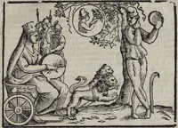 An illustration from Imagini Delli Dei De Gl'Antichi Di Vincenzo Cartari Reggiano: Ridotte da capo à piedi alle loro reali, & non più per l'adietro osseruate simiglianze. Cauate da' Marmi, Bronzi, Medaglie, Gioie, & altre memorie antiche; con esquisito studio, & particolare diligenza Da Lorenzo Pignoria Padoano. Aggionteui le Annotationi del medesimo sopra tutta l'opera ... Con le Allegorie sopra le Imagini di Cesare Malfatti Padoano, migliorate, & accresciute nouamente. Et vn Catalogo di cento più famosi dei della Gentilità. Con l'aggiunta d'vn'altro Catalogo de gl'Autori Antichi, & Moderni ... (1674)