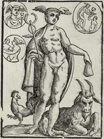 An illustration from Imagini Delli Dei De Gl'Antichi Di Vincenzo Cartari Reggiano: Ridotte da capo à piedi alle loro reali, & non più per l'adietro osseruate simiglianze. Cauate da' Marmi, Bronzi, Medaglie, Gioie, & altre memorie antiche; con esquisito studio, & particolare diligenza Da Lorenzo Pignoria Padoano. Aggionteui le Annotationi del medesimo sopra tutta l'opera ... Con le Allegorie sopra le Imagini di Cesare Malfatti Padoano, migliorate, & accresciute nouamente. Et vn Catalogo di cento più famosi dei della Gentilità. Con l'aggiunta d'vn'altro Catalogo de gl'Autori Antichi, & Moderni ... (1674)