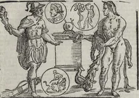 Picture 82 of 204 from Imagini Delli Dei De Gl'Antichi Di Vincenzo Cartari Reggiano: Ridotte da capo à piedi alle loro reali, & non più per l'adietro osseruate simiglianze. Cauate da' Marmi, Bronzi, Medaglie, Gioie, & altre memorie antiche; con esquisito studio, & particolare diligenza Da Lorenzo Pignoria Padoano. Aggionteui le Annotationi del medesimo sopra tutta l'opera ... Con le Allegorie sopra le Imagini di Cesare Malfatti Padoano, migliorate, & accresciute nouamente. Et vn Catalogo di cento più famosi dei della Gentilità. Con l'aggiunta d'vn'altro Catalogo de gl'Autori Antichi, & Moderni ... (1674), leaf 199