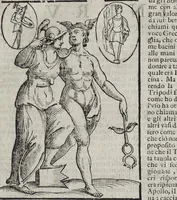Picture 84 of 204 from Imagini Delli Dei De Gl'Antichi Di Vincenzo Cartari Reggiano: Ridotte da capo à piedi alle loro reali, & non più per l'adietro osseruate simiglianze. Cauate da' Marmi, Bronzi, Medaglie, Gioie, & altre memorie antiche; con esquisito studio, & particolare diligenza Da Lorenzo Pignoria Padoano. Aggionteui le Annotationi del medesimo sopra tutta l'opera ... Con le Allegorie sopra le Imagini di Cesare Malfatti Padoano, migliorate, & accresciute nouamente. Et vn Catalogo di cento più famosi dei della Gentilità. Con l'aggiunta d'vn'altro Catalogo de gl'Autori Antichi, & Moderni ... (1674), leaf 203
