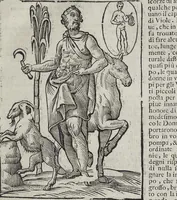 Picture 103 of 204 from Imagini Delli Dei De Gl'Antichi Di Vincenzo Cartari Reggiano: Ridotte da capo à piedi alle loro reali, & non più per l'adietro osseruate simiglianze. Cauate da' Marmi, Bronzi, Medaglie, Gioie, & altre memorie antiche; con esquisito studio, & particolare diligenza Da Lorenzo Pignoria Padoano. Aggionteui le Annotationi del medesimo sopra tutta l'opera ... Con le Allegorie sopra le Imagini di Cesare Malfatti Padoano, migliorate, & accresciute nouamente. Et vn Catalogo di cento più famosi dei della Gentilità. Con l'aggiunta d'vn'altro Catalogo de gl'Autori Antichi, & Moderni ... (1674), leaf 243
