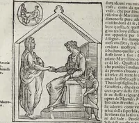 Picture 106 of 204 from Imagini Delli Dei De Gl'Antichi Di Vincenzo Cartari Reggiano: Ridotte da capo à piedi alle loro reali, & non più per l'adietro osseruate simiglianze. Cauate da' Marmi, Bronzi, Medaglie, Gioie, & altre memorie antiche; con esquisito studio, & particolare diligenza Da Lorenzo Pignoria Padoano. Aggionteui le Annotationi del medesimo sopra tutta l'opera ... Con le Allegorie sopra le Imagini di Cesare Malfatti Padoano, migliorate, & accresciute nouamente. Et vn Catalogo di cento più famosi dei della Gentilità. Con l'aggiunta d'vn'altro Catalogo de gl'Autori Antichi, & Moderni ... (1674), leaf 252