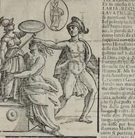 Picture 136 of 204 from Imagini Delli Dei De Gl'Antichi Di Vincenzo Cartari Reggiano: Ridotte da capo à piedi alle loro reali, & non più per l'adietro osseruate simiglianze. Cauate da' Marmi, Bronzi, Medaglie, Gioie, & altre memorie antiche; con esquisito studio, & particolare diligenza Da Lorenzo Pignoria Padoano. Aggionteui le Annotationi del medesimo sopra tutta l'opera ... Con le Allegorie sopra le Imagini di Cesare Malfatti Padoano, migliorate, & accresciute nouamente. Et vn Catalogo di cento più famosi dei della Gentilità. Con l'aggiunta d'vn'altro Catalogo de gl'Autori Antichi, & Moderni ... (1674), leaf 313