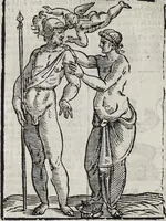 An illustration from Imagini Delli Dei De Gl'Antichi Di Vincenzo Cartari Reggiano: Ridotte da capo à piedi alle loro reali, & non più per l'adietro osseruate simiglianze. Cauate da' Marmi, Bronzi, Medaglie, Gioie, & altre memorie antiche; con esquisito studio, & particolare diligenza Da Lorenzo Pignoria Padoano. Aggionteui le Annotationi del medesimo sopra tutta l'opera ... Con le Allegorie sopra le Imagini di Cesare Malfatti Padoano, migliorate, & accresciute nouamente. Et vn Catalogo di cento più famosi dei della Gentilità. Con l'aggiunta d'vn'altro Catalogo de gl'Autori Antichi, & Moderni ... (1674)