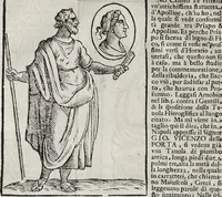 Picture 157 of 204 from Imagini Delli Dei De Gl'Antichi Di Vincenzo Cartari Reggiano: Ridotte da capo à piedi alle loro reali, & non più per l'adietro osseruate simiglianze. Cauate da' Marmi, Bronzi, Medaglie, Gioie, & altre memorie antiche; con esquisito studio, & particolare diligenza Da Lorenzo Pignoria Padoano. Aggionteui le Annotationi del medesimo sopra tutta l'opera ... Con le Allegorie sopra le Imagini di Cesare Malfatti Padoano, migliorate, & accresciute nouamente. Et vn Catalogo di cento più famosi dei della Gentilità. Con l'aggiunta d'vn'altro Catalogo de gl'Autori Antichi, & Moderni ... (1674), leaf 336