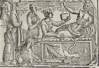 An illustration from Imagini Delli Dei De Gl'Antichi Di Vincenzo Cartari Reggiano: Ridotte da capo à piedi alle loro reali, & non più per l'adietro osseruate simiglianze. Cauate da' Marmi, Bronzi, Medaglie, Gioie, & altre memorie antiche; con esquisito studio, & particolare diligenza Da Lorenzo Pignoria Padoano. Aggionteui le Annotationi del medesimo sopra tutta l'opera ... Con le Allegorie sopra le Imagini di Cesare Malfatti Padoano, migliorate, & accresciute nouamente. Et vn Catalogo di cento più famosi dei della Gentilità. Con l'aggiunta d'vn'altro Catalogo de gl'Autori Antichi, & Moderni ... (1674)