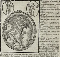 Picture 5 of 204 from Imagini Delli Dei De Gl'Antichi Di Vincenzo Cartari Reggiano: Ridotte da capo à piedi alle loro reali, & non più per l'adietro osseruate simiglianze. Cauate da' Marmi, Bronzi, Medaglie, Gioie, & altre memorie antiche; con esquisito studio, & particolare diligenza Da Lorenzo Pignoria Padoano. Aggionteui le Annotationi del medesimo sopra tutta l'opera ... Con le Allegorie sopra le Imagini di Cesare Malfatti Padoano, migliorate, & accresciute nouamente. Et vn Catalogo di cento più famosi dei della Gentilità. Con l'aggiunta d'vn'altro Catalogo de gl'Autori Antichi, & Moderni ... (1674), leaf 38