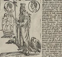 Picture 22 of 204 from Imagini Delli Dei De Gl'Antichi Di Vincenzo Cartari Reggiano: Ridotte da capo à piedi alle loro reali, & non più per l'adietro osseruate simiglianze. Cauate da' Marmi, Bronzi, Medaglie, Gioie, & altre memorie antiche; con esquisito studio, & particolare diligenza Da Lorenzo Pignoria Padoano. Aggionteui le Annotationi del medesimo sopra tutta l'opera ... Con le Allegorie sopra le Imagini di Cesare Malfatti Padoano, migliorate, & accresciute nouamente. Et vn Catalogo di cento più famosi dei della Gentilità. Con l'aggiunta d'vn'altro Catalogo de gl'Autori Antichi, & Moderni ... (1674), leaf 65