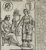 Picture 26 of 204 from Imagini Delli Dei De Gl'Antichi Di Vincenzo Cartari Reggiano: Ridotte da capo à piedi alle loro reali, & non più per l'adietro osseruate simiglianze. Cauate da' Marmi, Bronzi, Medaglie, Gioie, & altre memorie antiche; con esquisito studio, & particolare diligenza Da Lorenzo Pignoria Padoano. Aggionteui le Annotationi del medesimo sopra tutta l'opera ... Con le Allegorie sopra le Imagini di Cesare Malfatti Padoano, migliorate, & accresciute nouamente. Et vn Catalogo di cento più famosi dei della Gentilità. Con l'aggiunta d'vn'altro Catalogo de gl'Autori Antichi, & Moderni ... (1674), leaf 70