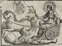 An illustration from Imagini Delli Dei De Gl'Antichi Di Vincenzo Cartari Reggiano: Ridotte da capo à piedi alle loro reali, & non più per l'adietro osseruate simiglianze. Cauate da' Marmi, Bronzi, Medaglie, Gioie, & altre memorie antiche; con esquisito studio, & particolare diligenza Da Lorenzo Pignoria Padoano. Aggionteui le Annotationi del medesimo sopra tutta l'opera ... Con le Allegorie sopra le Imagini di Cesare Malfatti Padoano, migliorate, & accresciute nouamente. Et vn Catalogo di cento più famosi dei della Gentilità. Con l'aggiunta d'vn'altro Catalogo de gl'Autori Antichi, & Moderni ... (1674)
