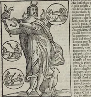 Picture 33 of 204 from Imagini Delli Dei De Gl'Antichi Di Vincenzo Cartari Reggiano: Ridotte da capo à piedi alle loro reali, & non più per l'adietro osseruate simiglianze. Cauate da' Marmi, Bronzi, Medaglie, Gioie, & altre memorie antiche; con esquisito studio, & particolare diligenza Da Lorenzo Pignoria Padoano. Aggionteui le Annotationi del medesimo sopra tutta l'opera ... Con le Allegorie sopra le Imagini di Cesare Malfatti Padoano, migliorate, & accresciute nouamente. Et vn Catalogo di cento più famosi dei della Gentilità. Con l'aggiunta d'vn'altro Catalogo de gl'Autori Antichi, & Moderni ... (1674), leaf 81