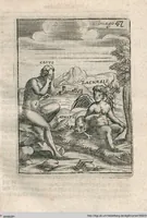 An illustration from Vincentii Chartarii Rhegiensis Neu-eröffneter Götzen-Tempel: Darinnen Durch erklärte Darstellung deroselben erdichtete Gestalt/ die bey dem Heydnischen Götter-Dienst/ vor alten Zeiten gewöhnliche Verehrung/ Anbettung/ und herrliche Kirchen-Gepräng ; Vorgestellet Zu höchst benöthigtem Dienst und augenscheinlichen Vortheil derjenigen/ welche die Geschichte so wol als Gedichte der alten bewehrten Scribenten/ nicht weniger mit Nutzen lesen/ als auch gründlich verstehen wollen (1692)