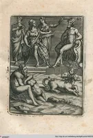 An illustration from Vincentii Chartarii Rhegiensis Neu-eröffneter Götzen-Tempel: Darinnen Durch erklärte Darstellung deroselben erdichtete Gestalt/ die bey dem Heydnischen Götter-Dienst/ vor alten Zeiten gewöhnliche Verehrung/ Anbettung/ und herrliche Kirchen-Gepräng ; Vorgestellet Zu höchst benöthigtem Dienst und augenscheinlichen Vortheil derjenigen/ welche die Geschichte so wol als Gedichte der alten bewehrten Scribenten/ nicht weniger mit Nutzen lesen/ als auch gründlich verstehen wollen (1692)
