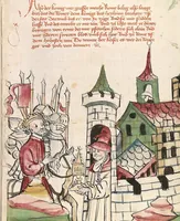 An illustration from Historia septem sapientum, dt. ; Martinus Oppaviensis: Chronicon pontificum et imperatorum, dt. (1450)