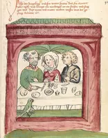 An illustration from Historia septem sapientum, dt. ; Martinus Oppaviensis: Chronicon pontificum et imperatorum, dt. (1450)