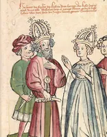 An illustration from Historia septem sapientum, dt. ; Martinus Oppaviensis: Chronicon pontificum et imperatorum, dt. (1450)