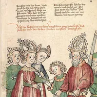 Picture 6 of 137 from Historia septem sapientum, dt. ; Martinus Oppaviensis: Chronicon pontificum et imperatorum, dt. (1450), leaf 35