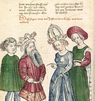 Picture 94 of 137 from Historia septem sapientum, dt. ; Martinus Oppaviensis: Chronicon pontificum et imperatorum, dt. (1450), leaf 352