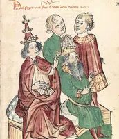 Picture 102 of 137 from Historia septem sapientum, dt. ; Martinus Oppaviensis: Chronicon pontificum et imperatorum, dt. (1450), leaf 403