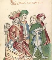 Picture 113 of 137 from Historia septem sapientum, dt. ; Martinus Oppaviensis: Chronicon pontificum et imperatorum, dt. (1450), leaf 454