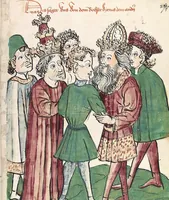 Picture 128 of 137 from Historia septem sapientum, dt. ; Martinus Oppaviensis: Chronicon pontificum et imperatorum, dt. (1450), leaf 553