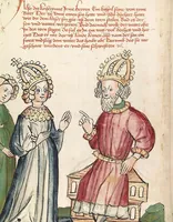 An illustration from Historia septem sapientum, dt. ; Martinus Oppaviensis: Chronicon pontificum et imperatorum, dt. (1450)