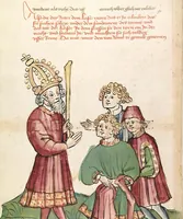 Picture 34 of 142 from Historia septem sapientum, dt. ; Martinus Oppaviensis: Chronicon pontificum et imperatorum, dt. (1450), leaf 114