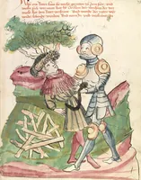 An illustration from Historia septem sapientum, dt. ; Martinus Oppaviensis: Chronicon pontificum et imperatorum, dt. (1450)