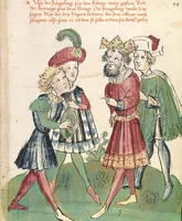 An illustration from Historia septem sapientum, dt. ; Martinus Oppaviensis: Chronicon pontificum et imperatorum, dt. (1450)